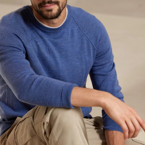 Banana Republic Merino Wool Sweater Mens XXL TALL Blue Pullover Crewneck Italian - Picture 7 of 7